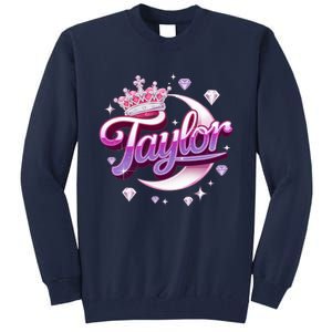 Girl Retro Taylor First Name Personalized Groovy 80S Tall Sweatshirt