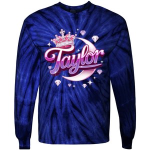 Girl Retro Taylor First Name Personalized Groovy 80S Tie-Dye Long Sleeve Shirt