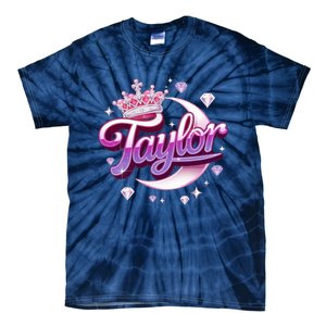 Girl Retro Taylor First Name Personalized Groovy 80S Tie-Dye T-Shirt