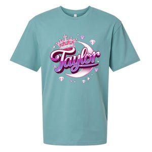 Girl Retro Taylor First Name Personalized Groovy 80S Sueded Cloud Jersey T-Shirt