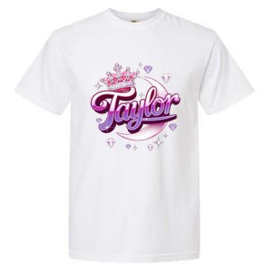 Girl Retro Taylor First Name Personalized Groovy 80S Garment-Dyed Heavyweight T-Shirt