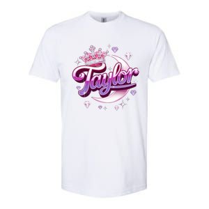 Girl Retro Taylor First Name Personalized Groovy 80S Softstyle CVC T-Shirt