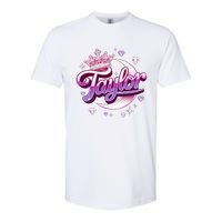 Girl Retro Taylor First Name Personalized Groovy 80S Softstyle CVC T-Shirt