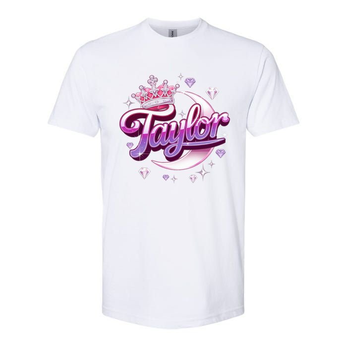 Girl Retro Taylor First Name Personalized Groovy 80S Softstyle CVC T-Shirt