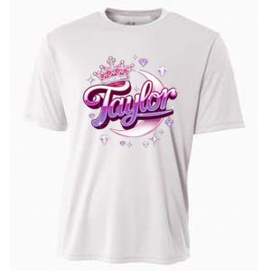 Girl Retro Taylor First Name Personalized Groovy 80S Cooling Performance Crew T-Shirt