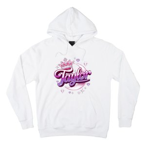 Girl Retro Taylor First Name Personalized Groovy 80S Hoodie