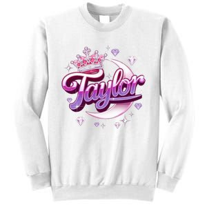 Girl Retro Taylor First Name Personalized Groovy 80S Sweatshirt