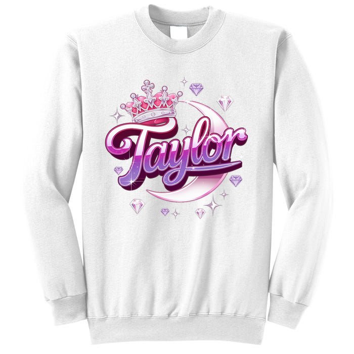 Girl Retro Taylor First Name Personalized Groovy 80S Sweatshirt