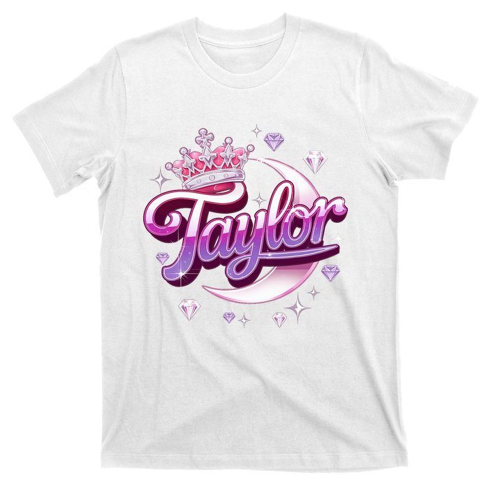 Girl Retro Taylor First Name Personalized Groovy 80S T-Shirt