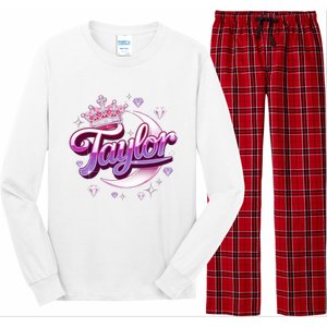 Girl Retro Taylor First Name Personalized Groovy 80S Long Sleeve Pajama Set