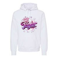 Girl Retro Taylor First Name Personalized Groovy 80S Premium Hoodie