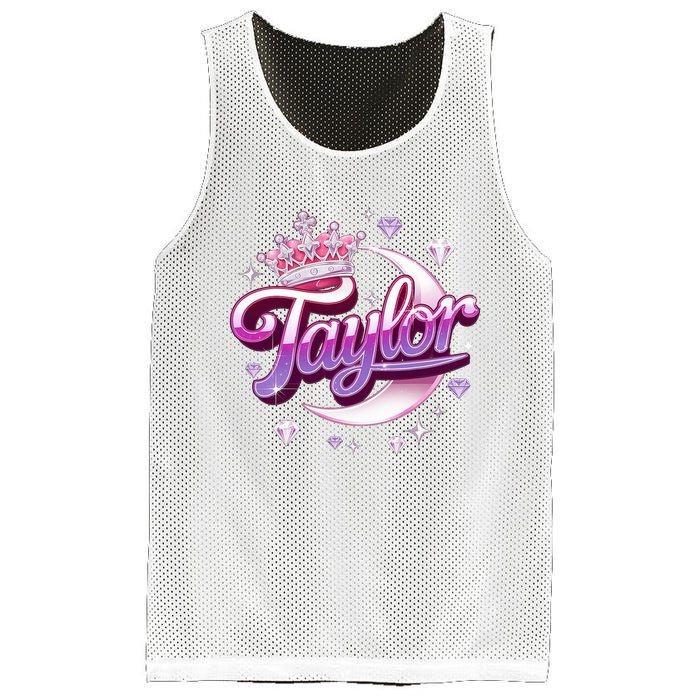 Girl Retro Taylor First Name Personalized Groovy 80S Mesh Reversible Basketball Jersey Tank