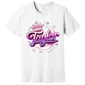 Girl Retro Taylor First Name Personalized Groovy 80S Premium T-Shirt