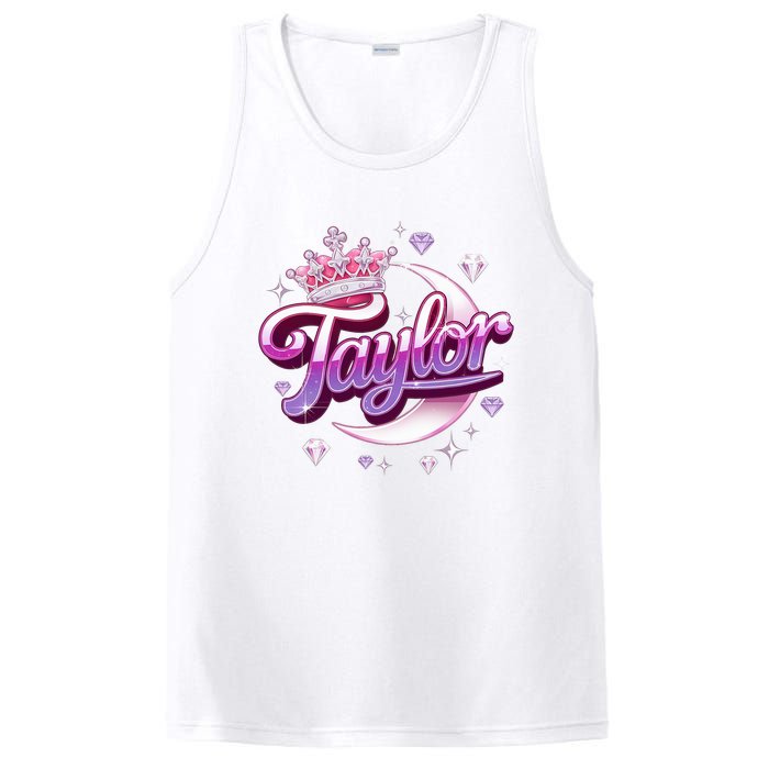 Girl Retro Taylor First Name Personalized Groovy 80S PosiCharge Competitor Tank