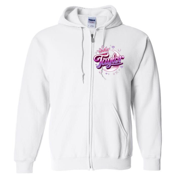 Girl Retro Taylor First Name Personalized Groovy 80S Full Zip Hoodie