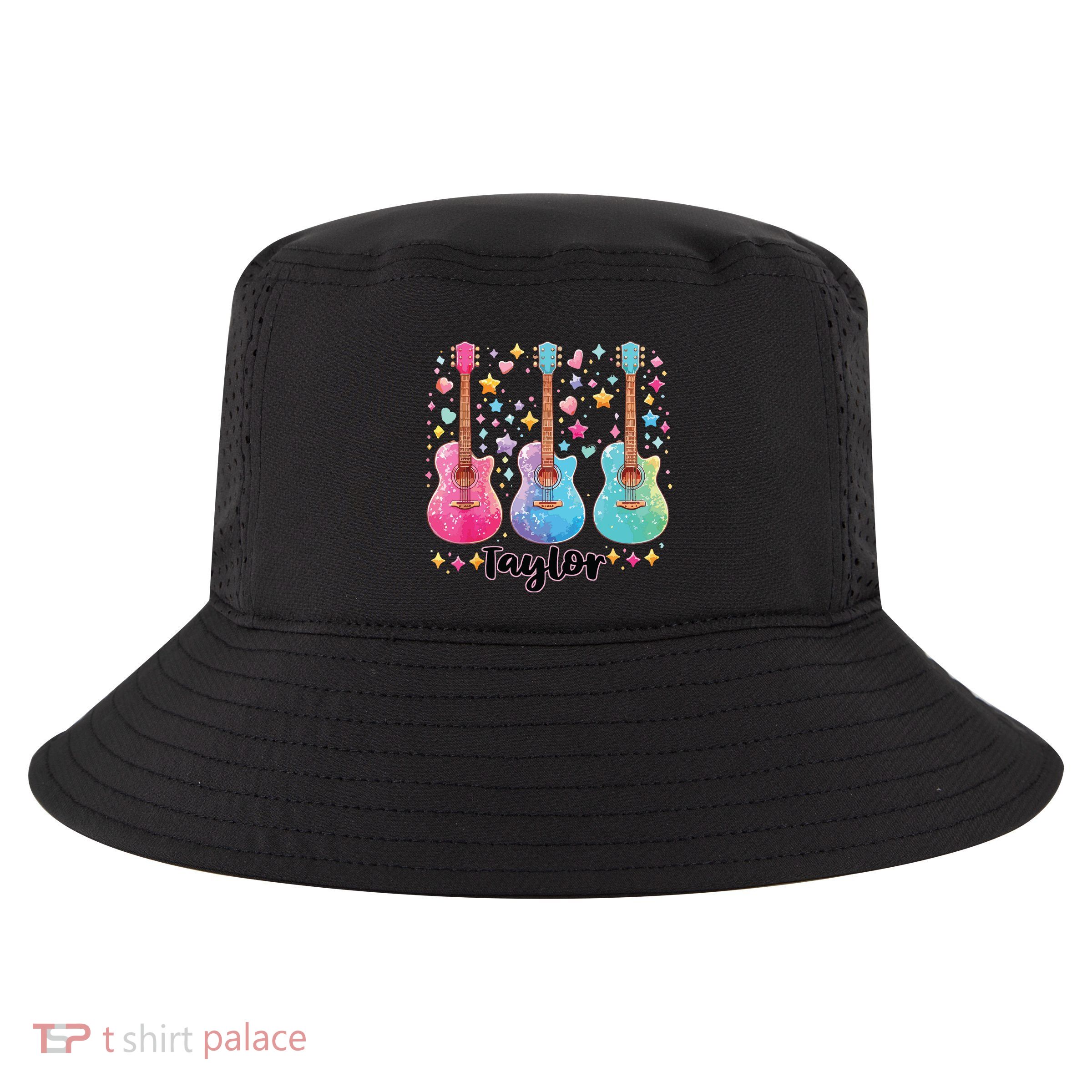 Girl Retro Taylor First Name Personalized Groovy 80s Pink Cool Comfort Performance Bucket Hat