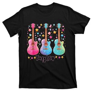 Girl Retro Taylor First Name Personalized Groovy 80s Pink T-Shirt