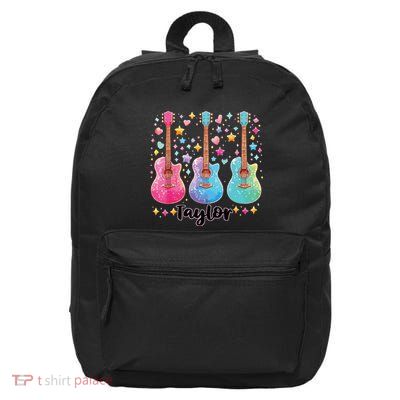 Girl Retro Taylor First Name Personalized Groovy 80s Pink 16 in Basic Backpack