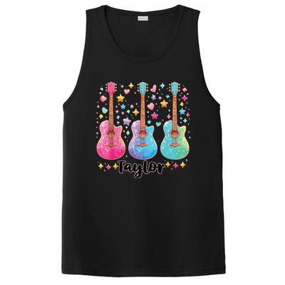 Girl Retro Taylor First Name Personalized Groovy 80s Pink PosiCharge Competitor Tank