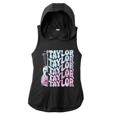 Girl Retro Taylor First Name Personalized Groovy 80s Pink Ladies PosiCharge Tri-Blend Wicking Draft Hoodie Tank