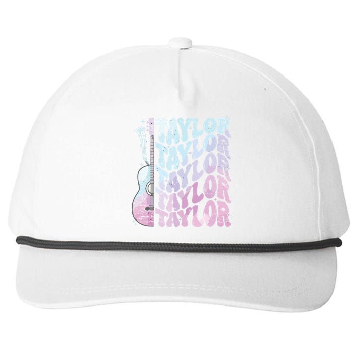 Girl Retro Taylor First Name Personalized Groovy 80s Pink Snapback Five-Panel Rope Hat