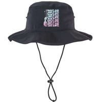 Girl Retro Taylor First Name Personalized Groovy 80s Pink Legacy Cool Fit Booney Bucket Hat