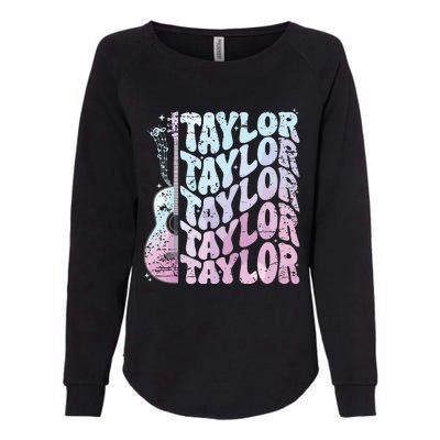 Girl Retro Taylor First Name Personalized Groovy 80s Pink Womens California Wash Sweatshirt