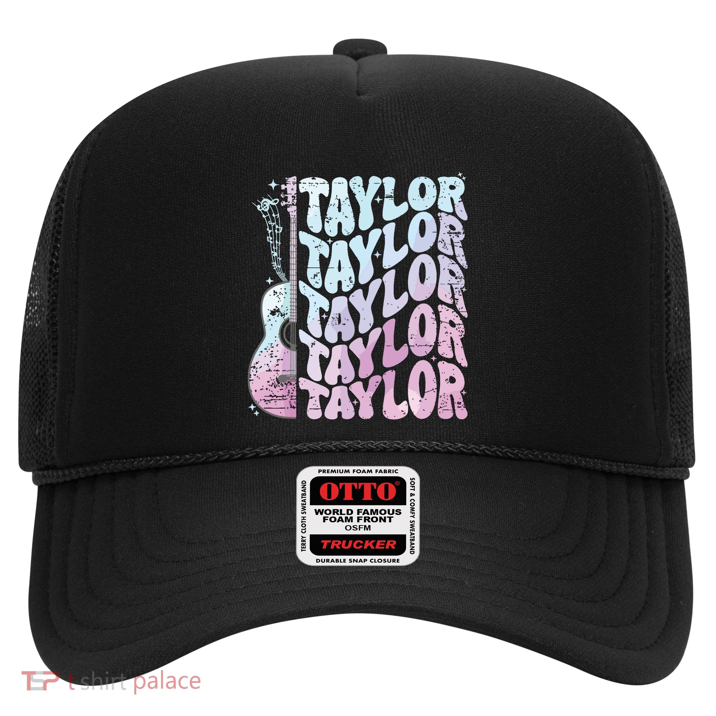 Girl Retro Taylor First Name Personalized Groovy 80s Pink Trucker Hat