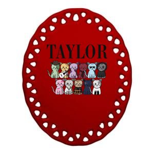 Girl Retro Taylor First Name Personalized Groovy Birthday Ceramic Oval Ornament