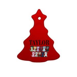 Girl Retro Taylor First Name Personalized Groovy Birthday Ceramic Tree Ornament