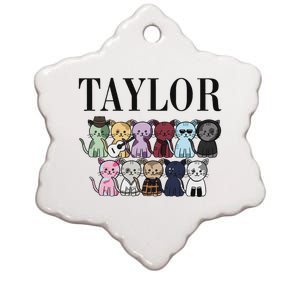 Girl Retro Taylor First Name Personalized Groovy Birthday Ceramic Star Ornament