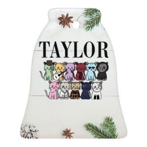 Girl Retro Taylor First Name Personalized Groovy Birthday Ceramic Bell Ornament