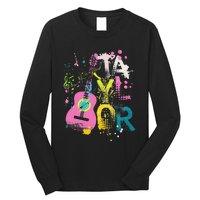 Girl Retro Taylor First Name Personalized Groovy 70S 80S Long Sleeve Shirt