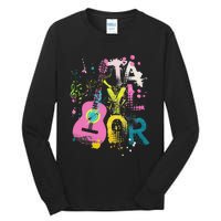 Girl Retro Taylor First Name Personalized Groovy 70S 80S Tall Long Sleeve T-Shirt