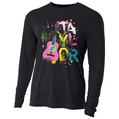 Girl Retro Taylor First Name Personalized Groovy 70S 80S Cooling Performance Long Sleeve Crew