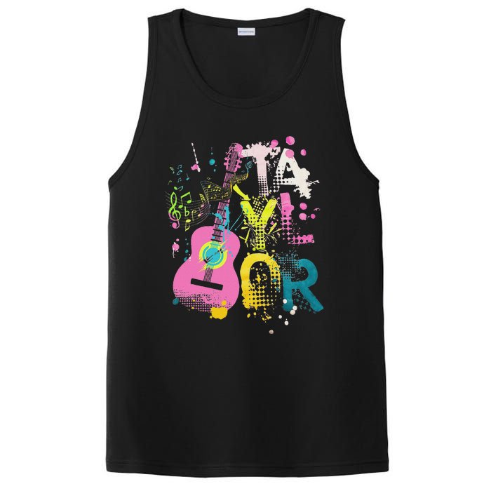 Girl Retro Taylor First Name Personalized Groovy 70S 80S PosiCharge Competitor Tank