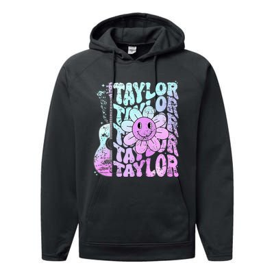 Girl Retro Taylor First Name Personalized Performance Fleece Hoodie