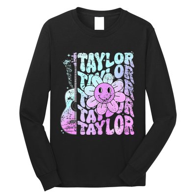 Girl Retro Taylor First Name Personalized Long Sleeve Shirt