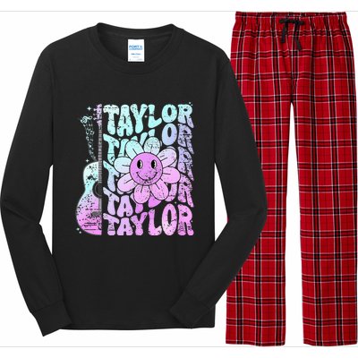 Girl Retro Taylor First Name Personalized Long Sleeve Pajama Set