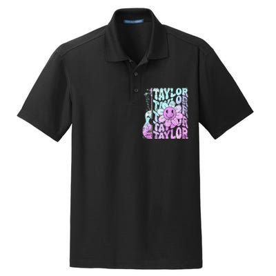 Girl Retro Taylor First Name Personalized Dry Zone Grid Polo