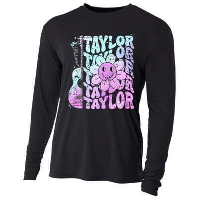 Girl Retro Taylor First Name Personalized Cooling Performance Long Sleeve Crew