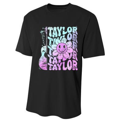 Girl Retro Taylor First Name Personalized Performance Sprint T-Shirt