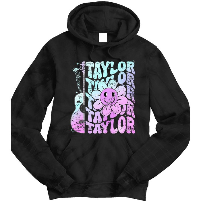 Girl Retro Taylor First Name Personalized Tie Dye Hoodie