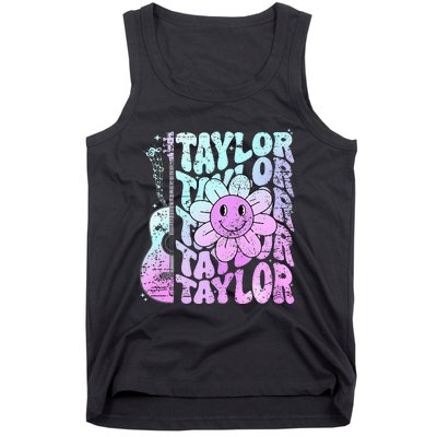 Girl Retro Taylor First Name Personalized Tank Top