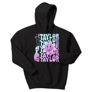 Girl Retro Taylor First Name Personalized Kids Hoodie