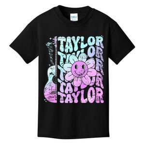 Girl Retro Taylor First Name Personalized Kids T-Shirt