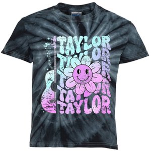 Girl Retro Taylor First Name Personalized Kids Tie-Dye T-Shirt