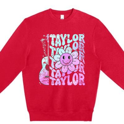 Girl Retro Taylor First Name Personalized Premium Crewneck Sweatshirt