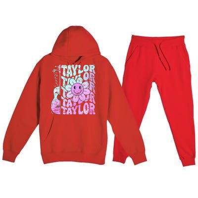 Girl Retro Taylor First Name Personalized Premium Hooded Sweatsuit Set