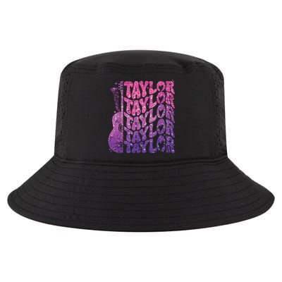 Girl Retro Taylor First Name Personalized Groovy 70s 80s Cool Comfort Performance Bucket Hat